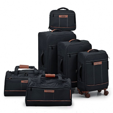 Fochier 6 Piece Luggage Spinner Set Softshell Expandable Suitcase