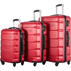 FLIEKS Luggages 3 Piece Luggage Set Spinner Suitcase (Red)