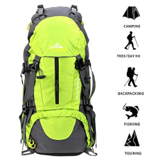 Hiking Backpack 50L Travel Daypack Waterproof with Rain Cover for Climbing Camping Mountaineering by Loowoko(Green)