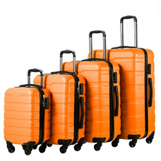 Coolife Luggage 4 Piece Set Hard shell Lightweight Suitcase (family set-orange)