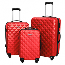 3 Piece Luggage Set Durable Lightweight Hard Case Spinner Suitecase LUG3 SS577A RED RED