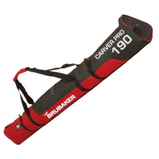 BRUBAKER Padded Ski Bag Skibag Carver Pro 2.0 with strong 2-Way Zip and Compression Straps - Red Black - 74 3/4
