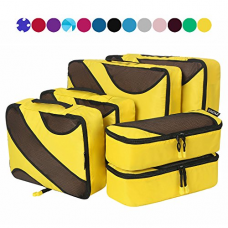 6 Set Packing Cubes,3 Various Sizes Travel Luggage Packing Organizers (Yellow)