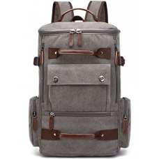 Canvas Backpack, Aidonger Vintage Canvas School Backpack Hiking Travel Rucksack Fits 15'' Laptop (Gray)