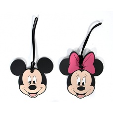 2 Pack Disney Luggage Suitcase Tags Mickey & Minnie Mouse Faces PVC
