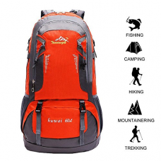 60 L Waterproof Ultra Lightweight Packable Climbing Fishing Backpack Hiking Daypack,Internal Frame Backpack,Handy Foldable Camping Outdoor Backpack Bag with a Rain Cover (Orange, 60L)